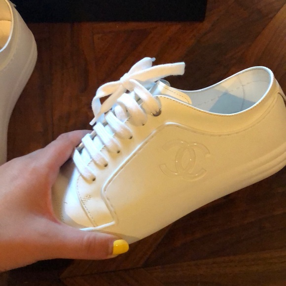 white patent leather sneakers